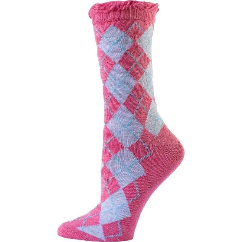 Sparkly Cotton Argyle Crew Socks - 2 Pairs