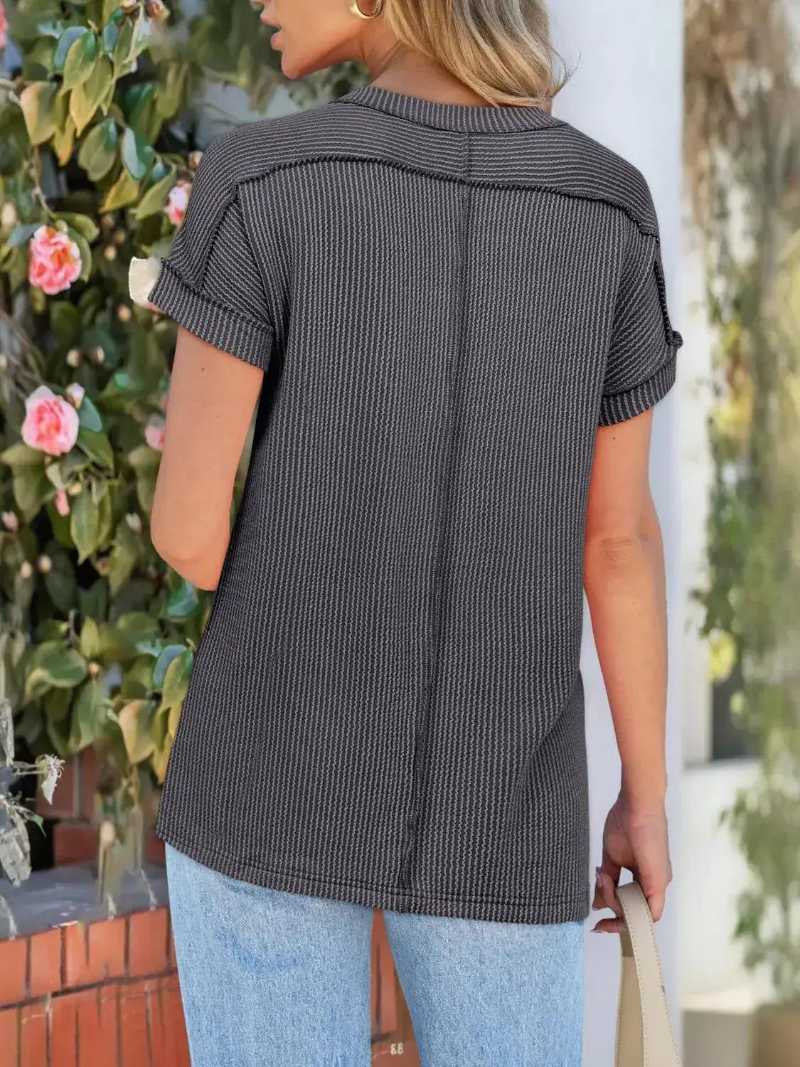 Round Neck Short Sleeve T-Shirt - Clothes For Her Online Store
