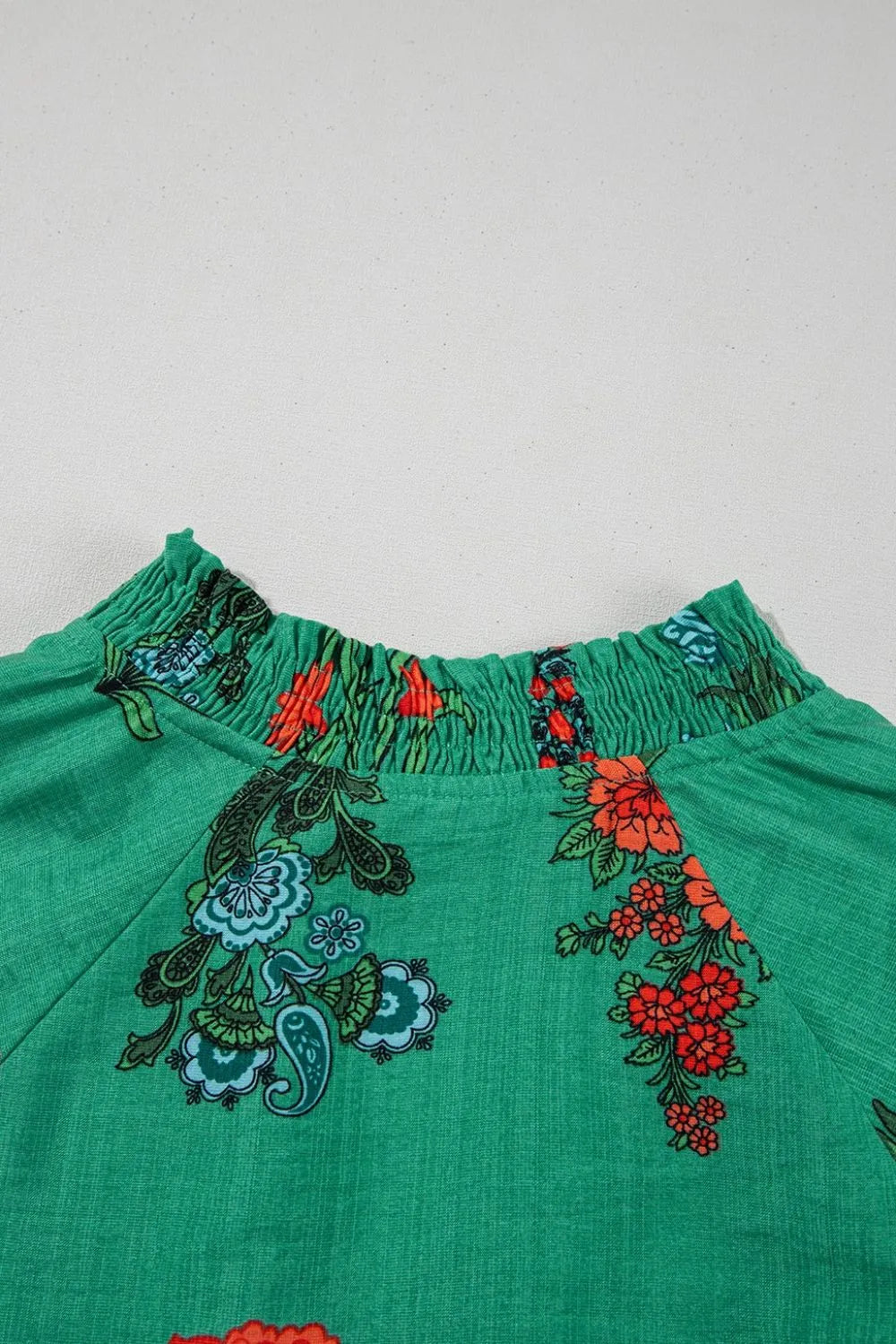 Floral Print Notched Short Sleeve Blouse - Clothes For Her Online Store