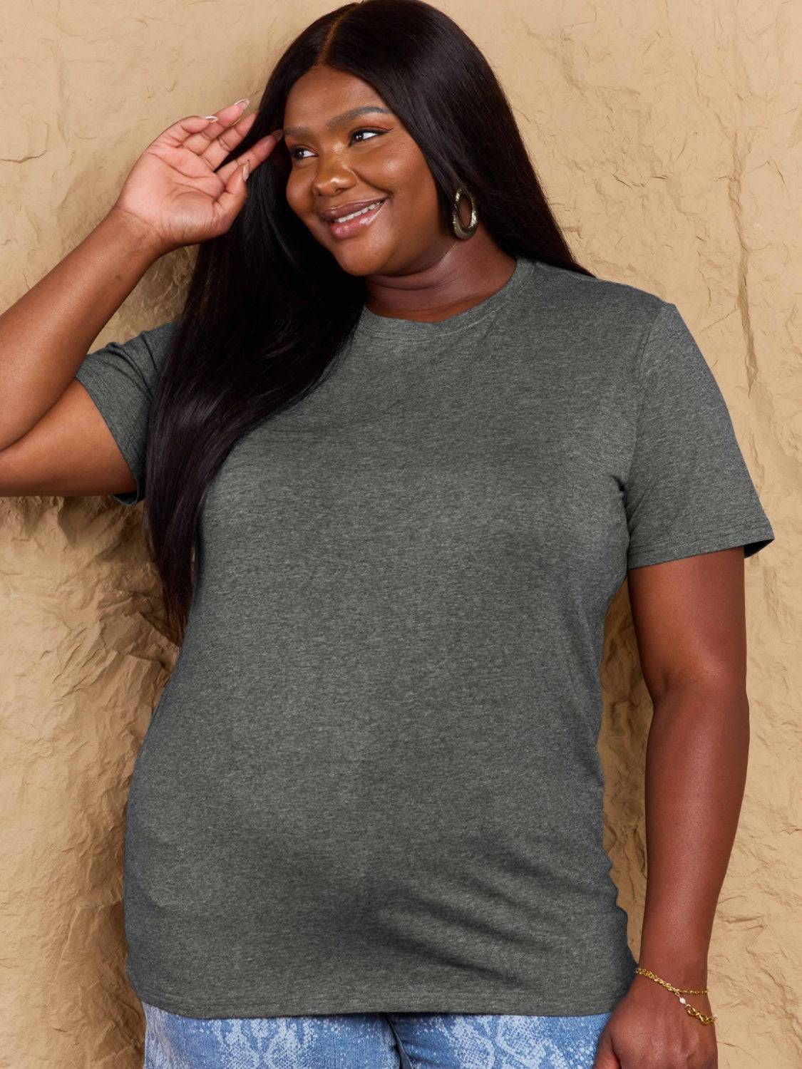 Full Size Round Neck Short Sleeve T-Shirt - Clothes For Her Online Store