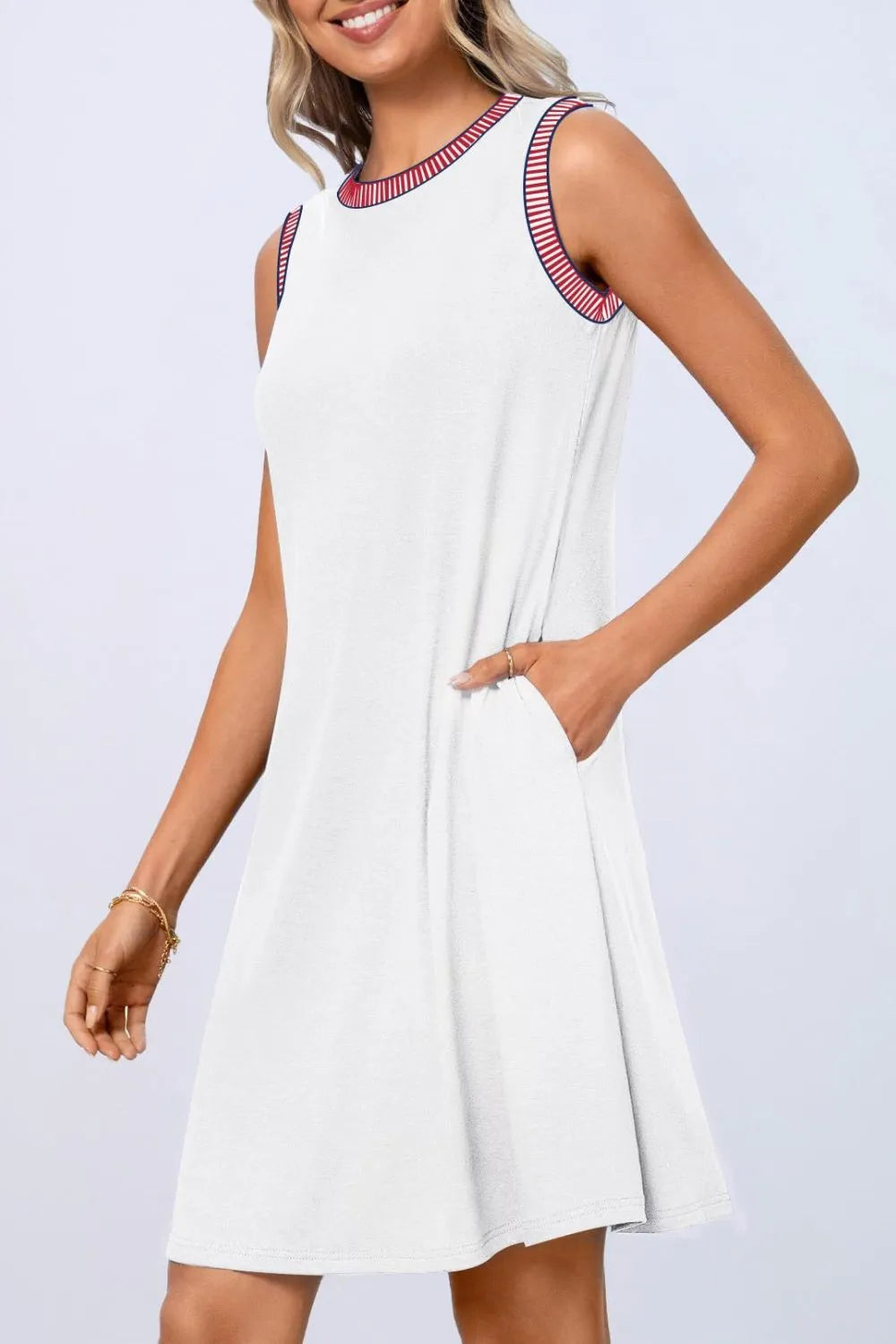 Round Neck Sleeveless Mini Tank Dress
