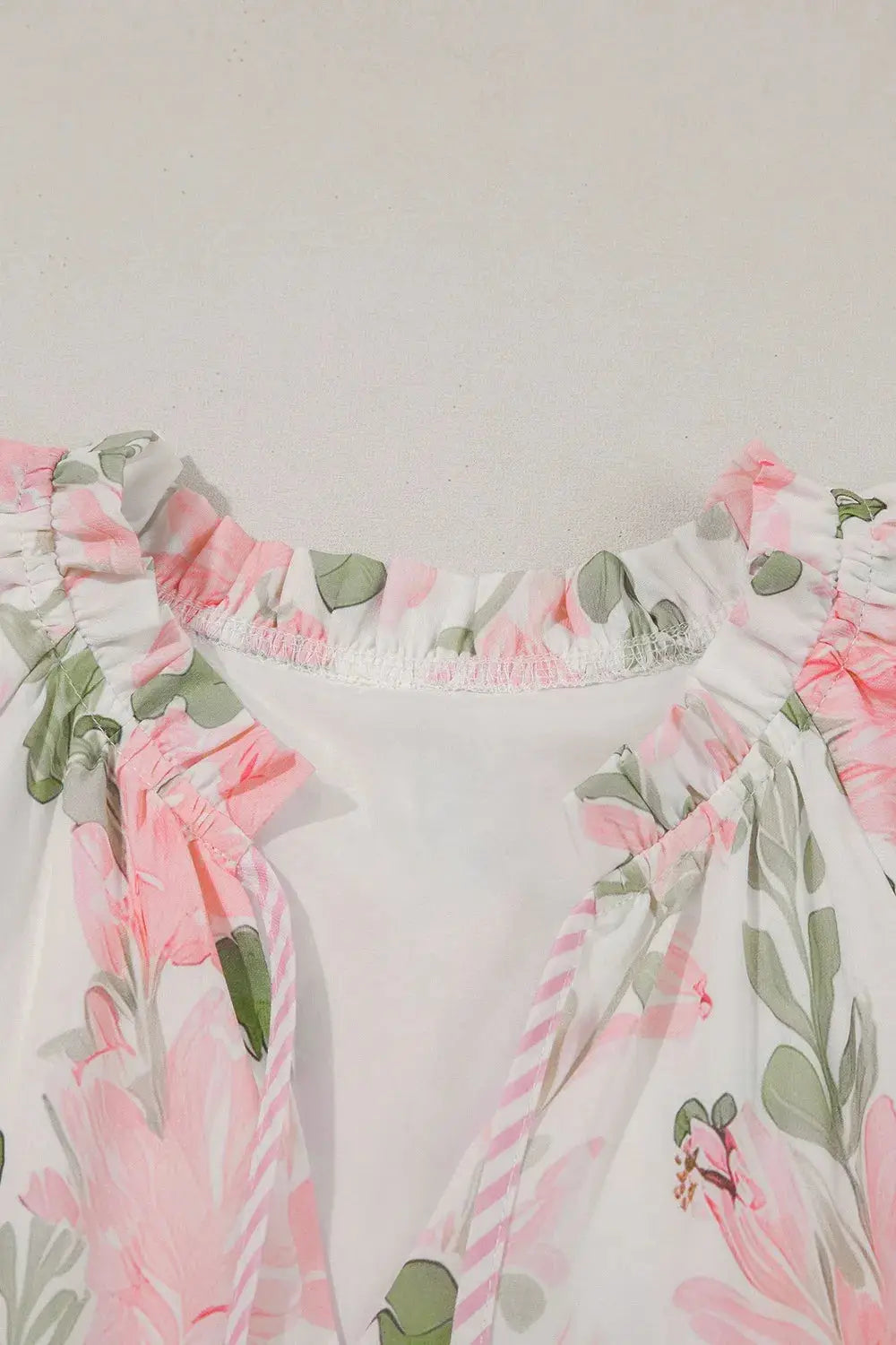 Floral Contrast Edge Layered Short Sleeve Mini Dress - Clothes For Her Online Store