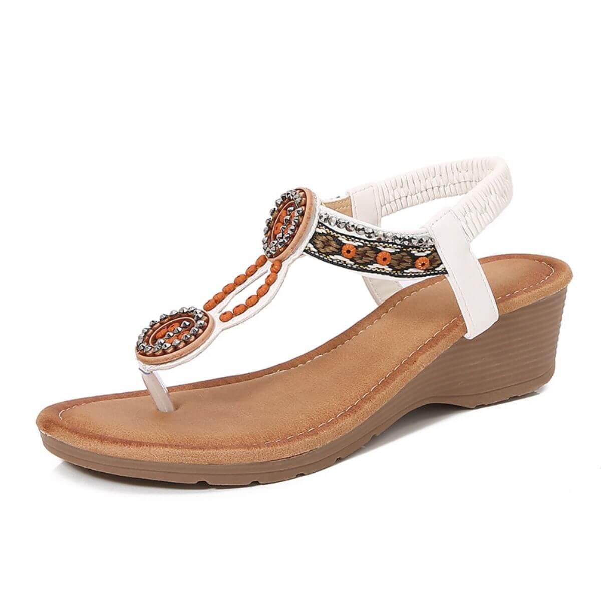 Rivet Decor Toe Post Wedge Sandals - Clothes For Her Online Store