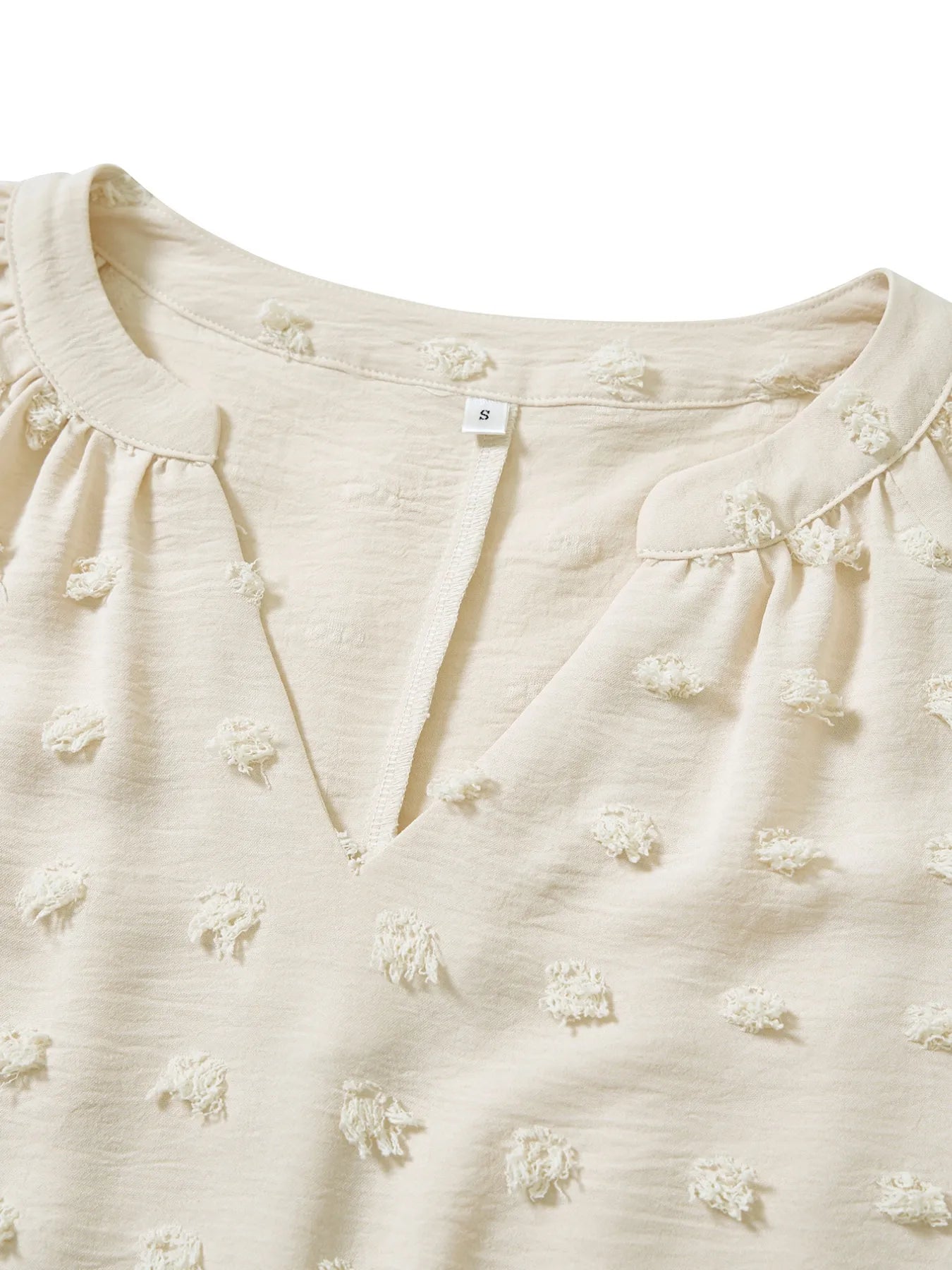 Swiss Dot Notched Half Se Blouse