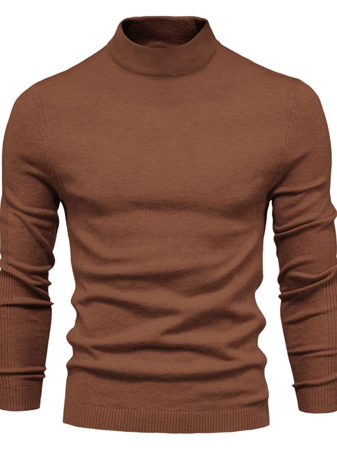 Men's Mock Neck Long Sleeve Sweater - Clothes For Her Online Store