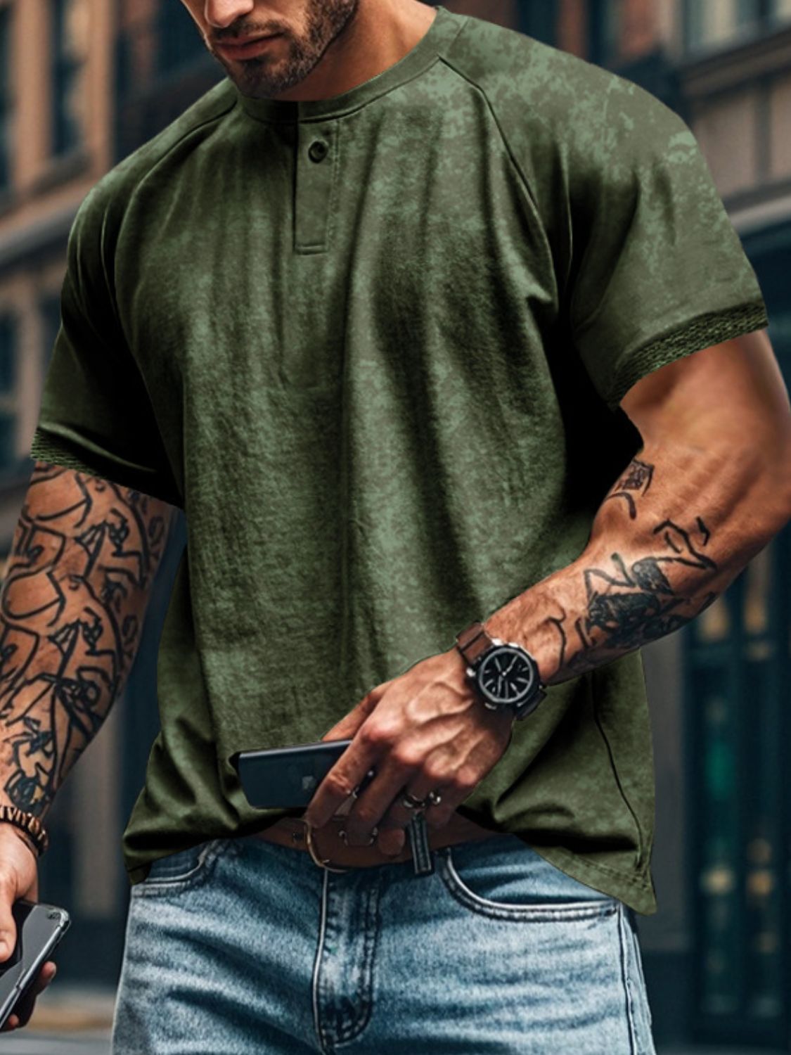 Men's Full Size Round Neck Short Sleeve T-Shirt Plus Size - Clothes For Her Online Store
