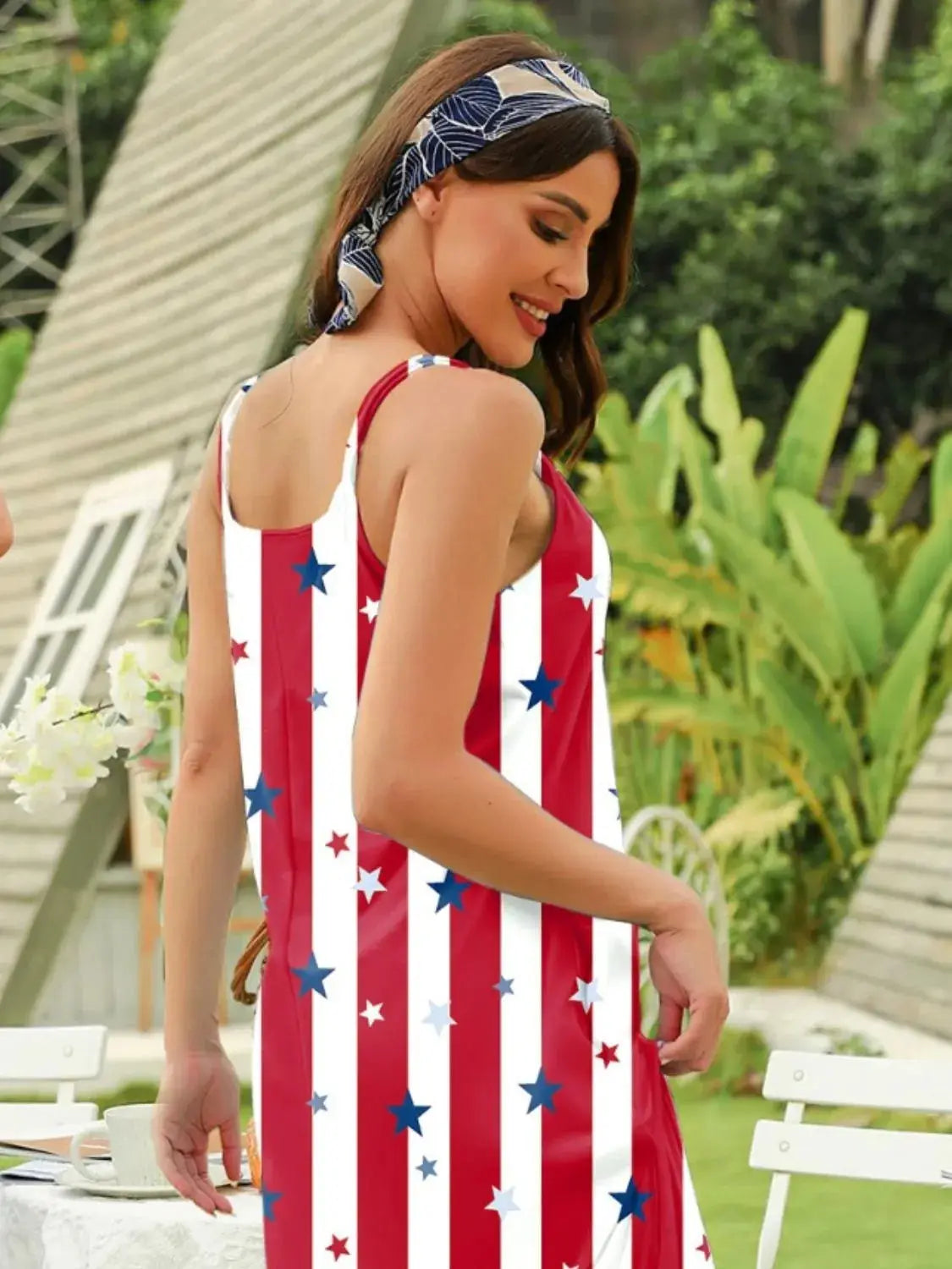 Striped & Star Scoop Neck Midi Cami Dress - Clothes For Her Online Store