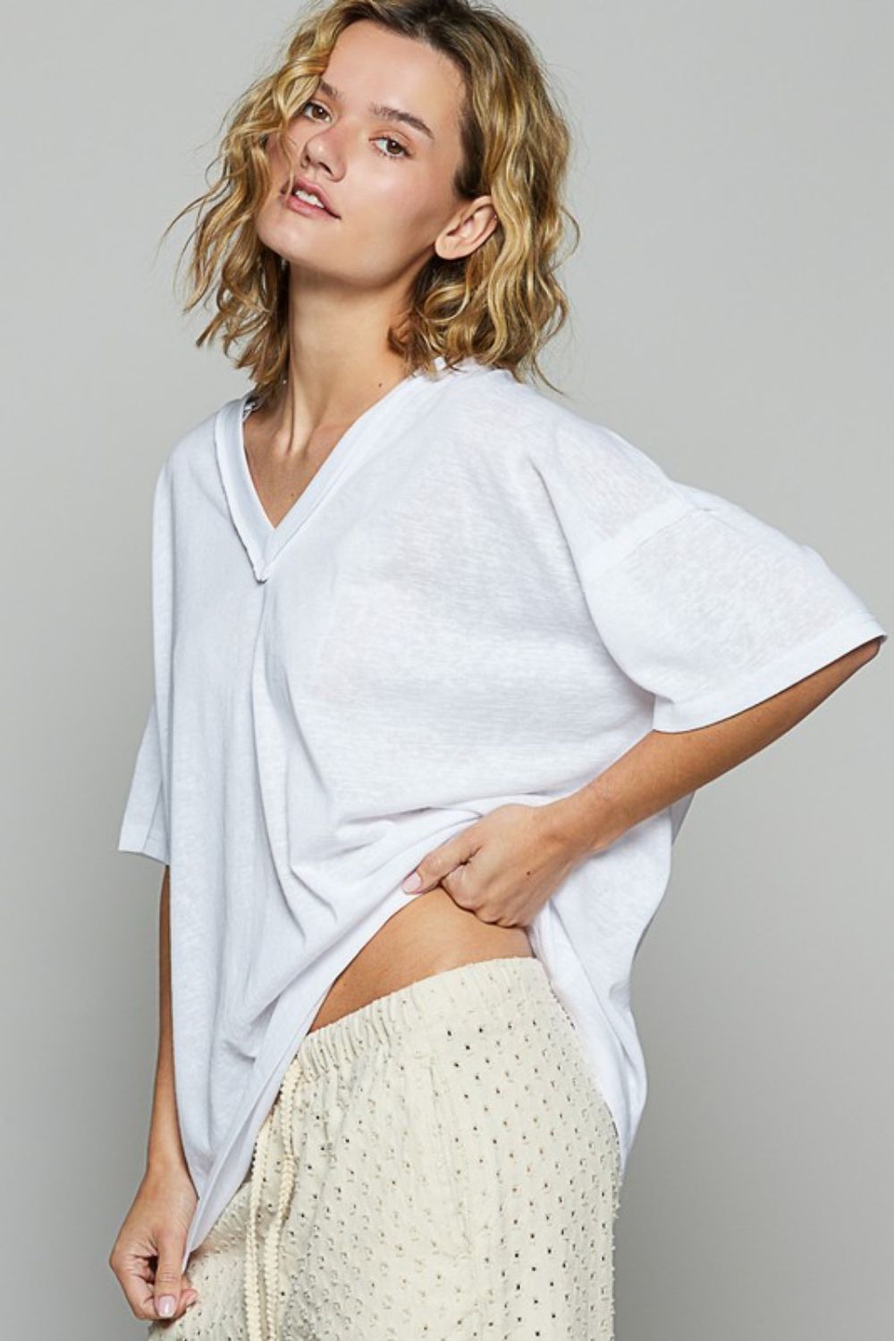 POL V-Neck Half Sleeve T-Shirt - Clothes For Her Online Store