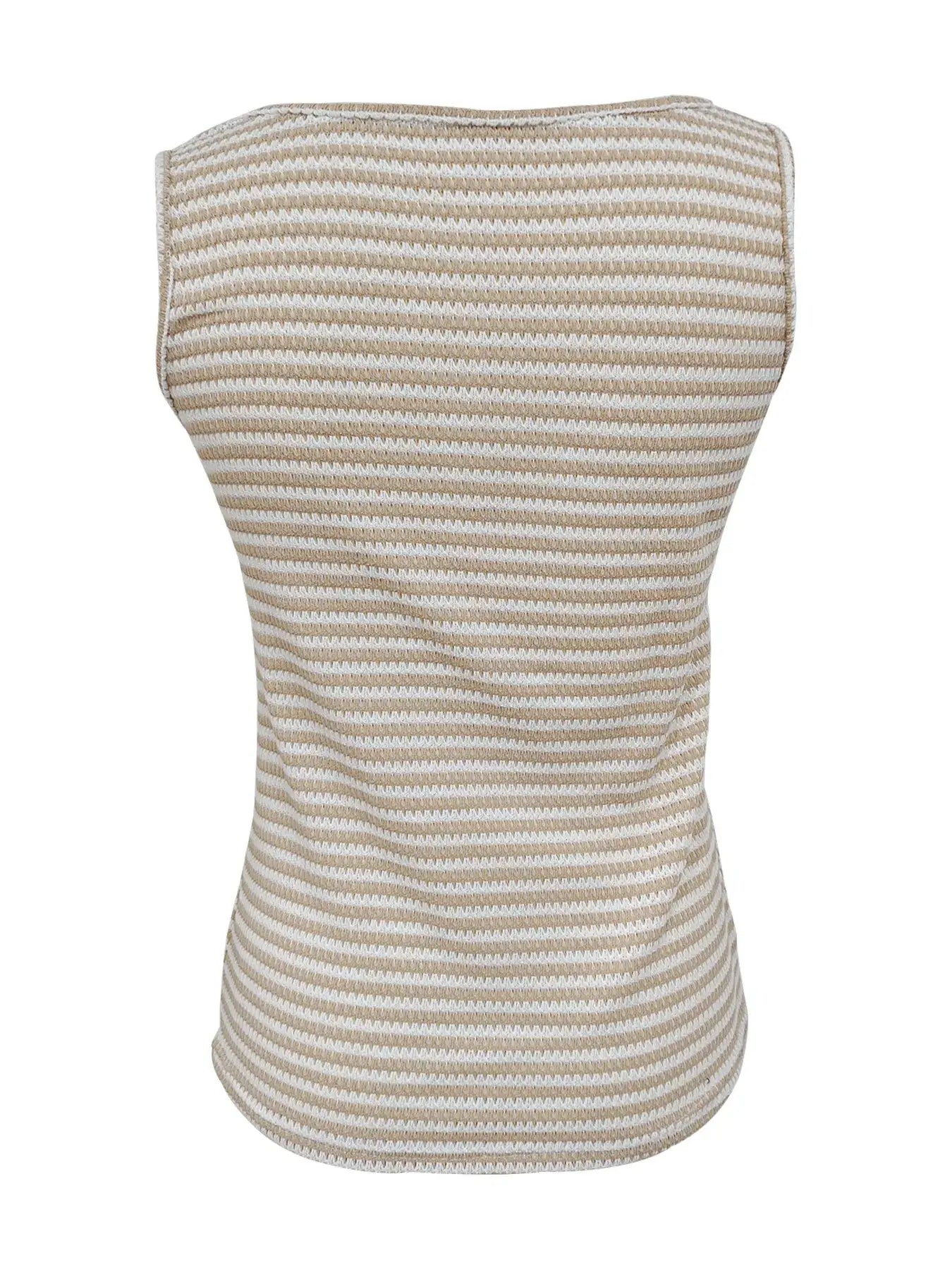 Striped Button Front Knit Tank Top