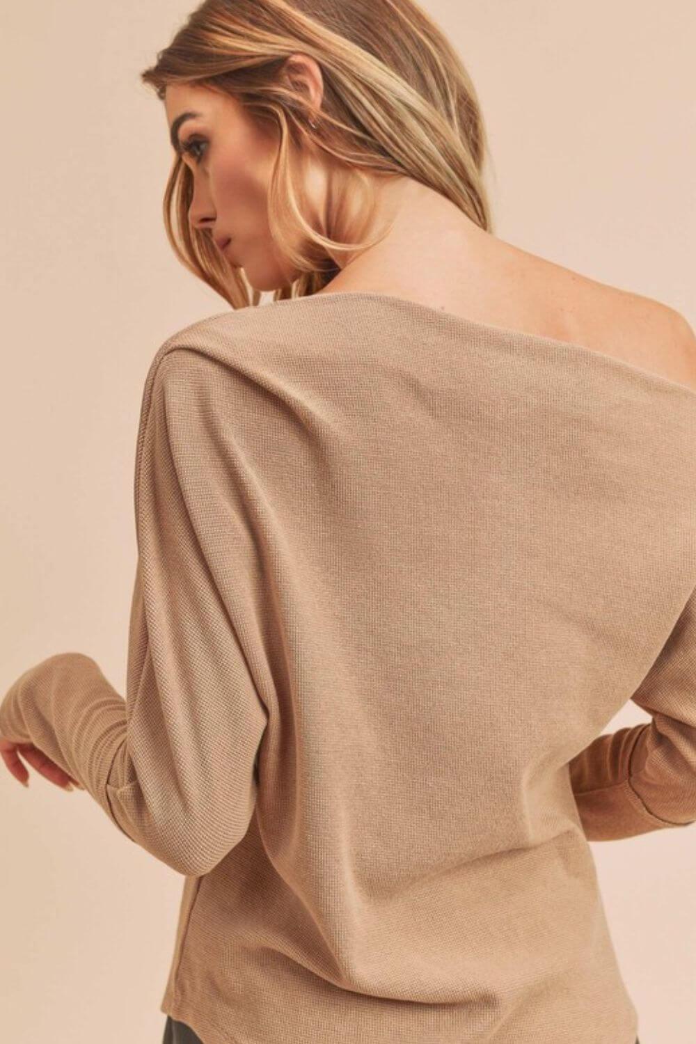 Aemi + Co One Shoulder Long Sleeve Knit Top