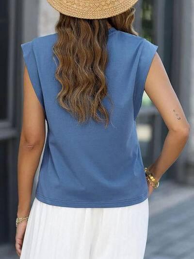 Florira Round Neck Cap Sleeve T-Shirt