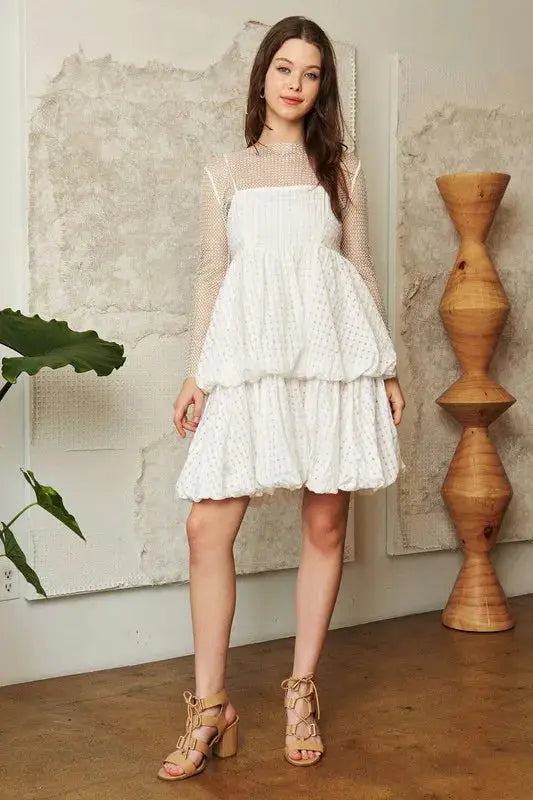 Davi & Dani Checker Print Side Pockets Textured Mini Dress - Clothes For Her Online Store