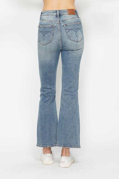 Judy Blue Full Size Tummy Control Back Embroidered Pocketed Bootcut Jeans Plus Size - Clothes For Her Online Store