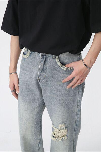 Distressed Mid Rise Men's Jeans