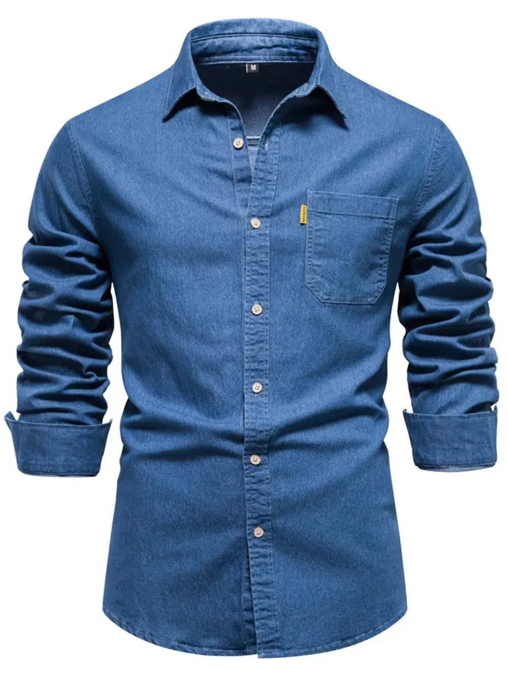 Men's Button-Down Denim Shirt with Chest Pocket