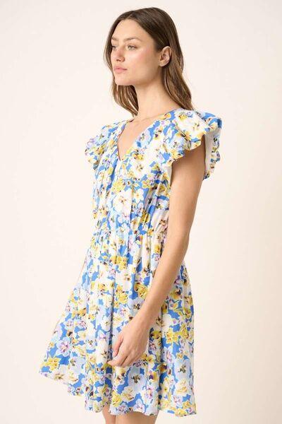 Mittoshop Floral V-Neck Cap Sleeve Mini Dress - Clothes For Her Online Store