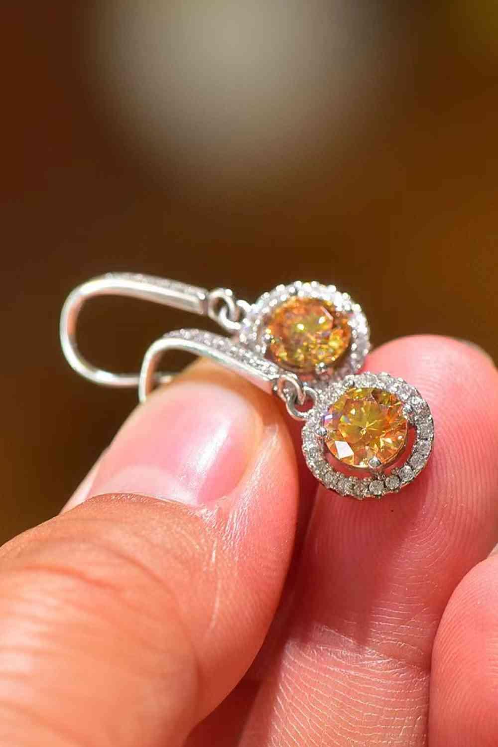 Platinum-Plated 2 Carat Moissanite Drop Earrings - Clothes For Her Online Store