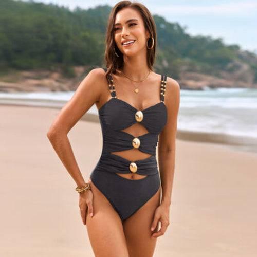 Cutout Ruched Sweetheart Neck One-Piece Swimwear - Clothes For Her Online Store