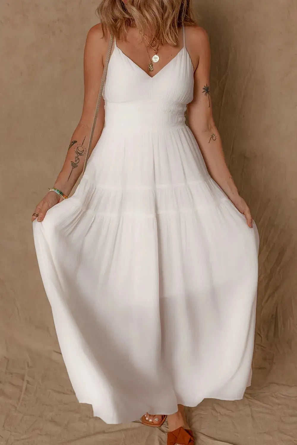 V-Neck High Waist Cami Dress - Clothes For Her Online Store