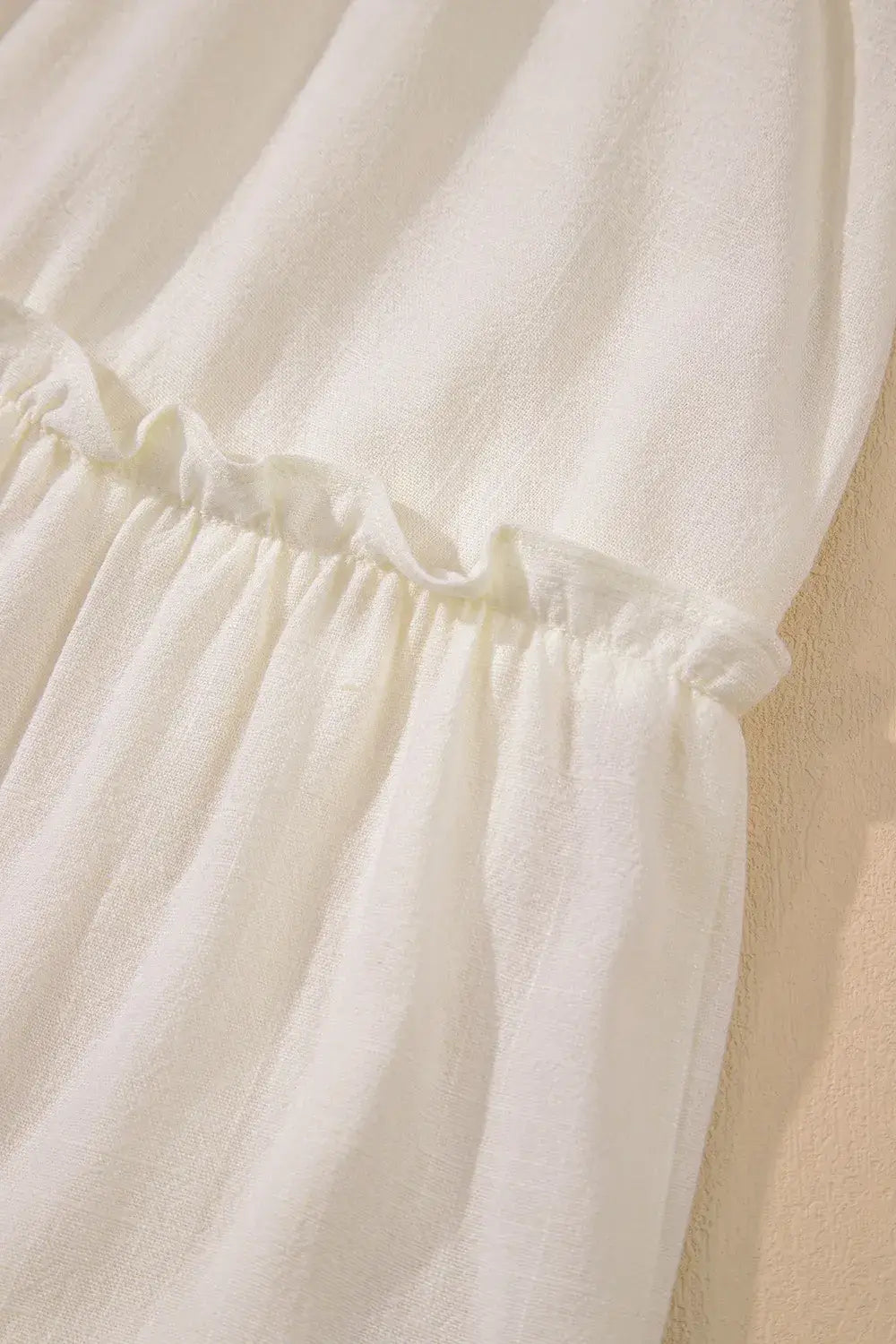 Solid Color Tied Straps Ruffle Tiered Mini Dress
