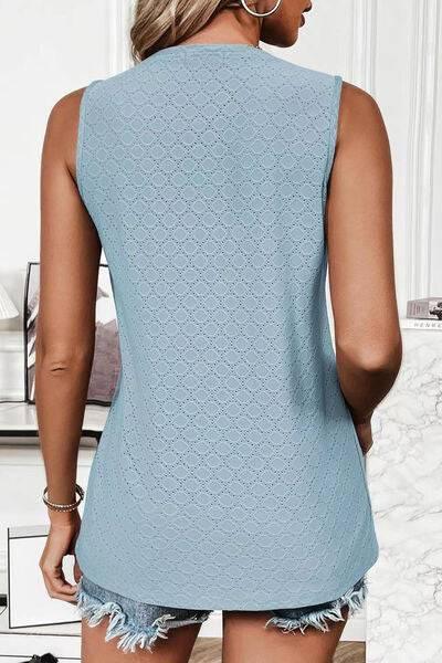 Florira Eyelet Round Neck Tank