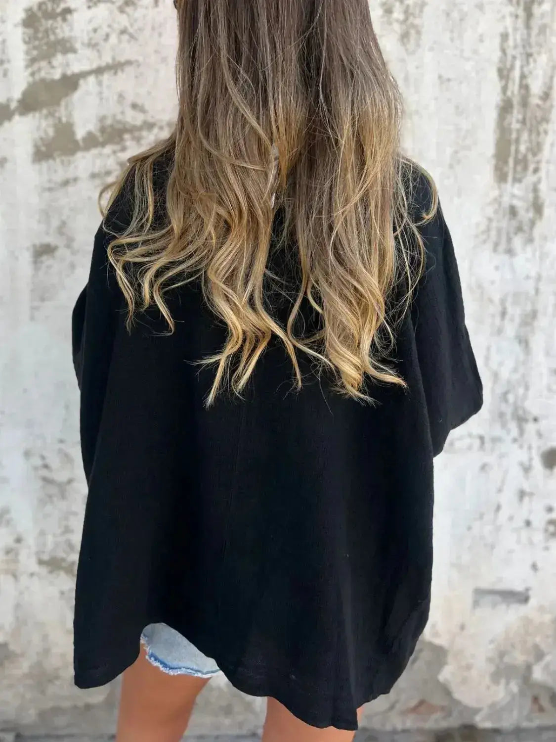 Full Size One Button Long Sleeve Shirt Plus Size - Clothes For Her Online Store
