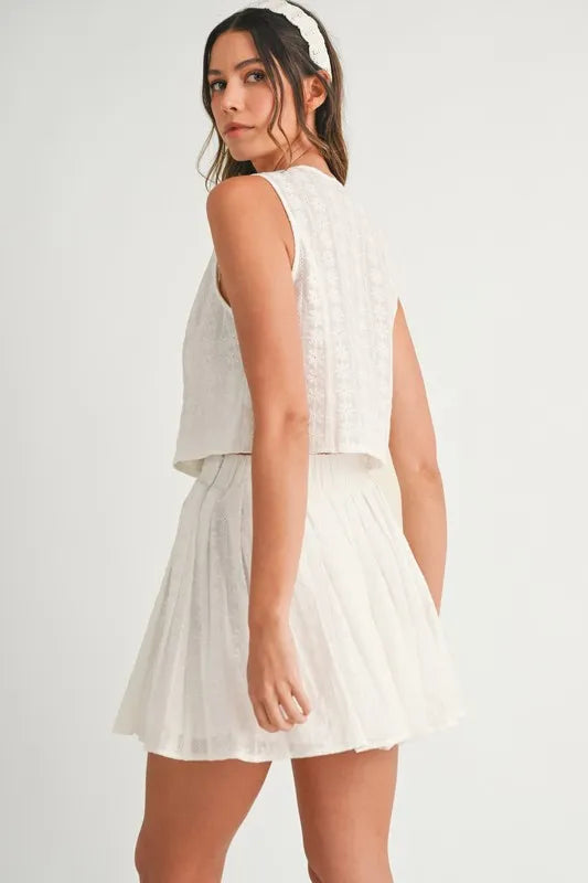 MABLE Eyelet Lace Top and Mini Skirt Set - Clothes For Her Online Store