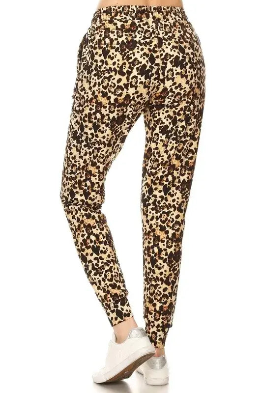 Leggings Depot Full Size Buttery Soft Leopard Joggers with Drawstring Plus Size - Clothes For Her Online Store