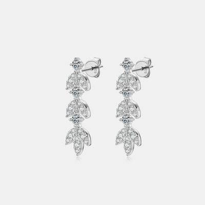 925 Sterling Silver Moissanite Leaf Earrings - Clothes For Her Online Store