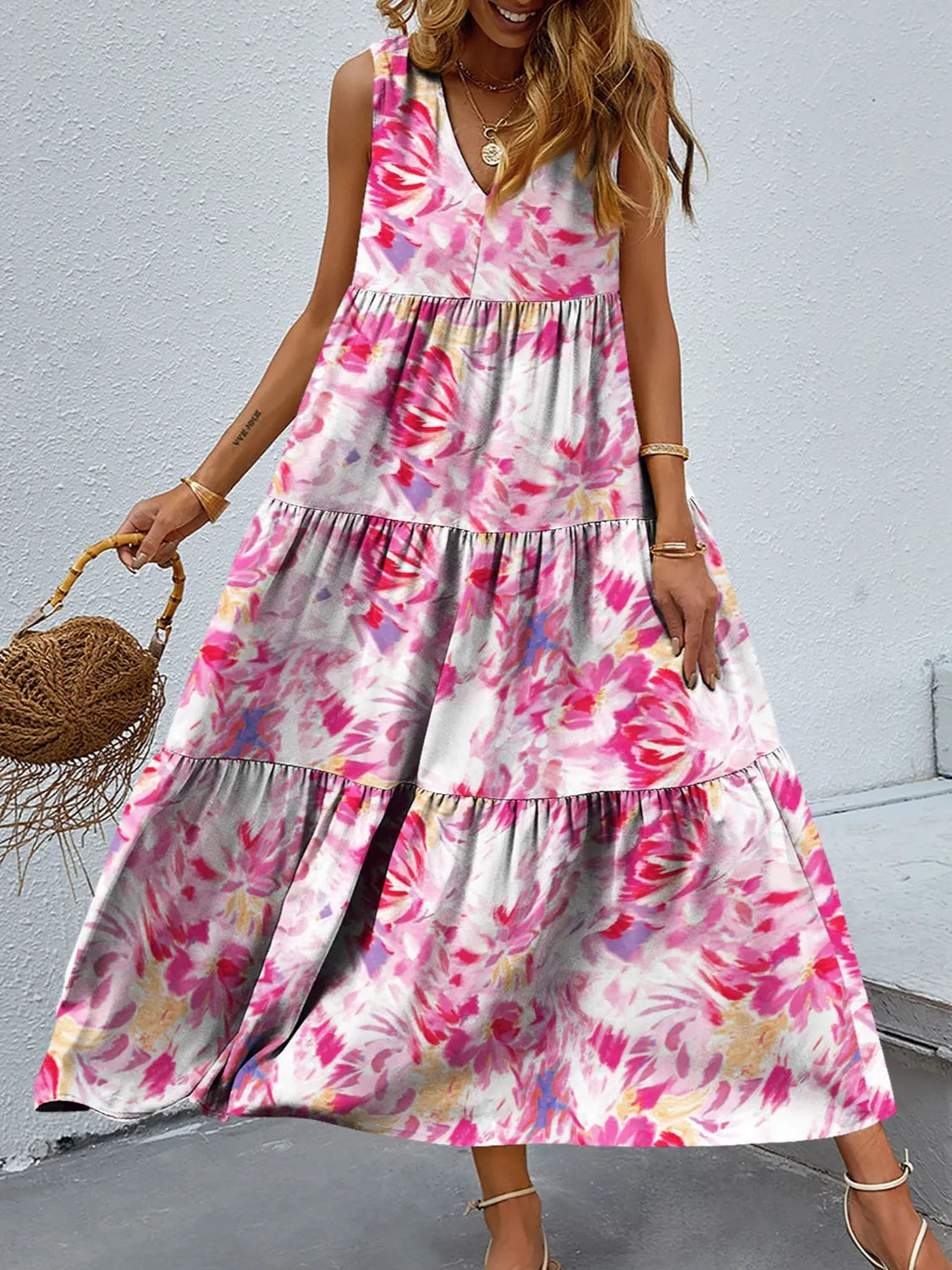 Floral Tiered Maxi Tank Dress