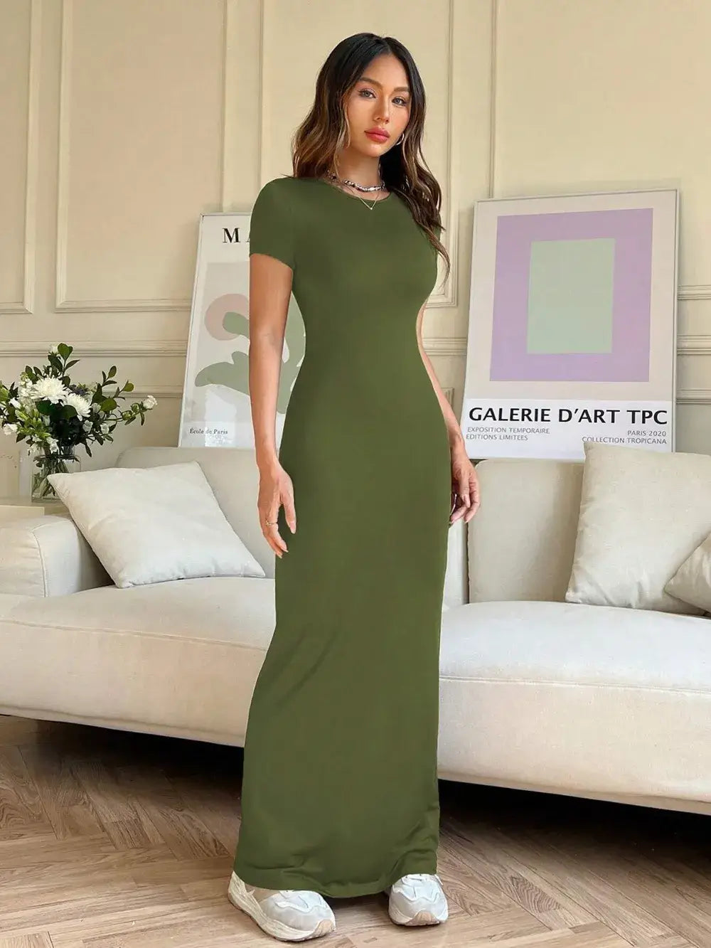 Short Sleeve Maxi Tee Dress