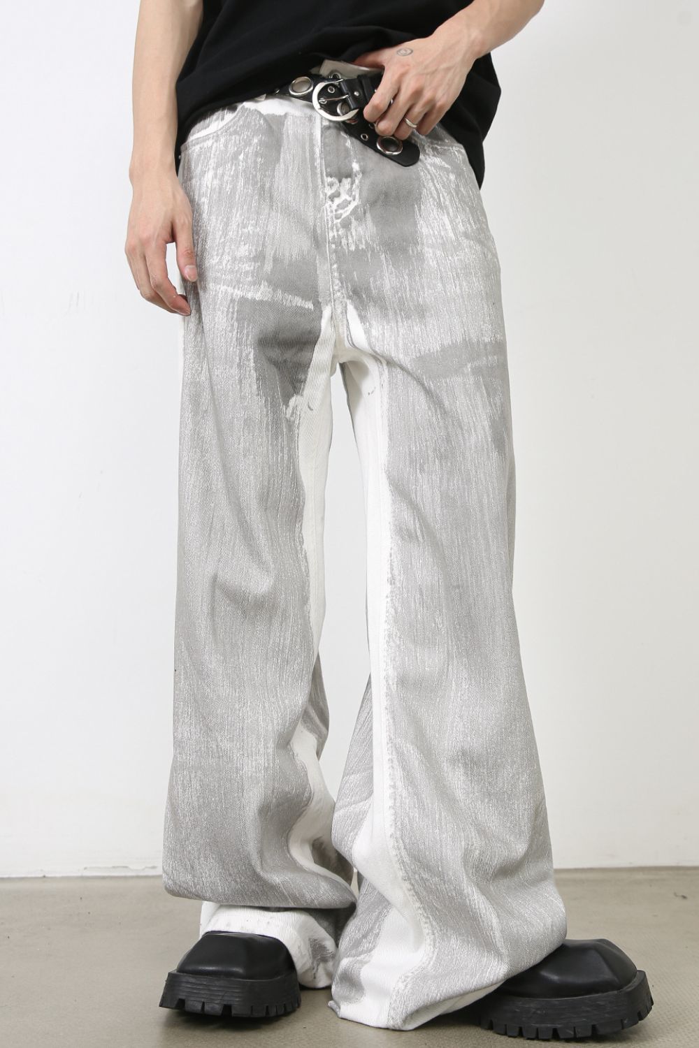 Men's Contrast Wide Leg Jeans - Clothes For Her Online Store