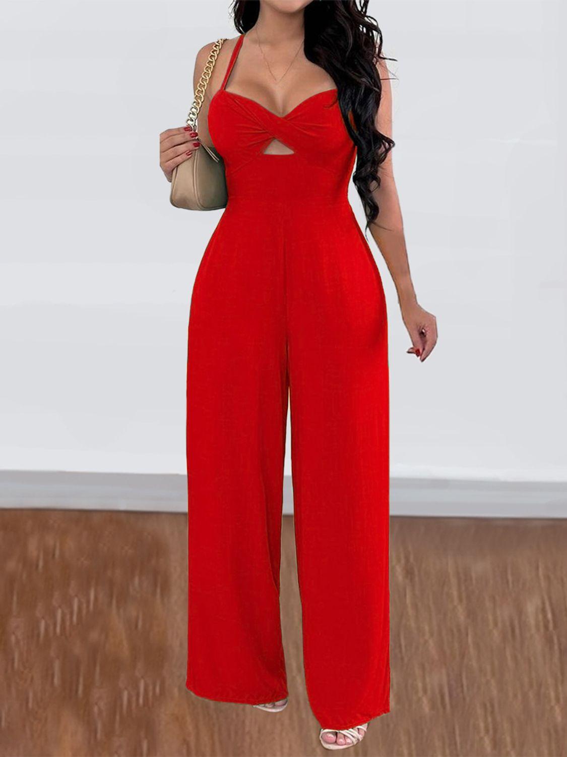 Devine Tie Back Backless Crisscross Jumpsuit