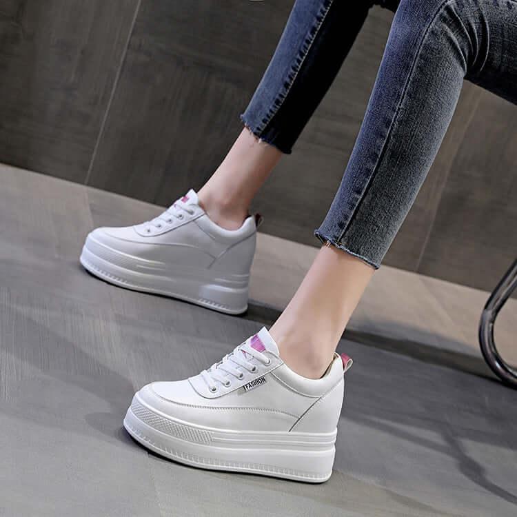 Lace Up Round Toe Platform Sneakers