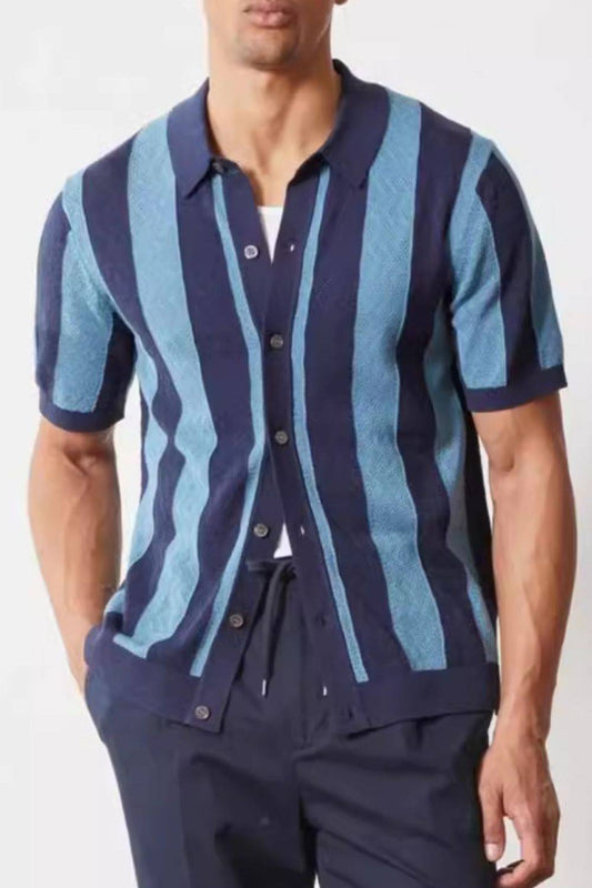 Men's Plus Size Striped Button Down Short Sleeve Shirt - Clothes For Her Online Store