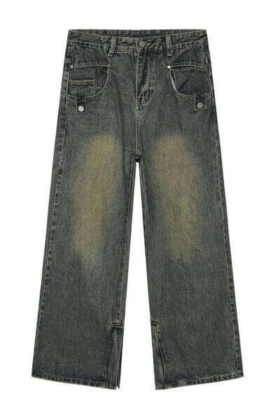 Side Slit Jeans with Pockets - Clothes For Her Online Store