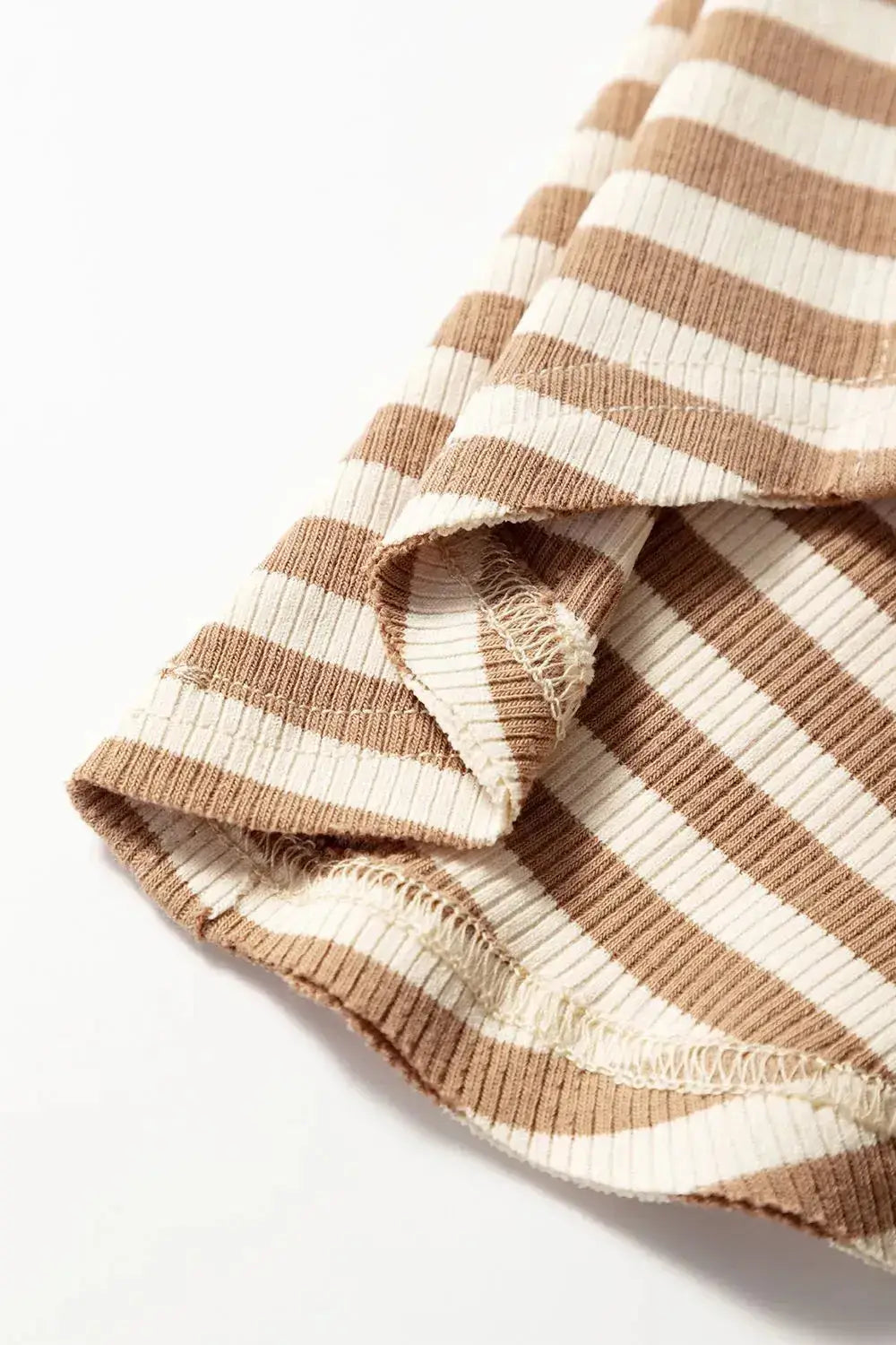 Stripe Exposed Seam Trim Round Neck Sleeveless Top - Clothes For Her Online Store