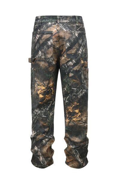 Men's Camouflage Leaf-Print Cargo Jeans