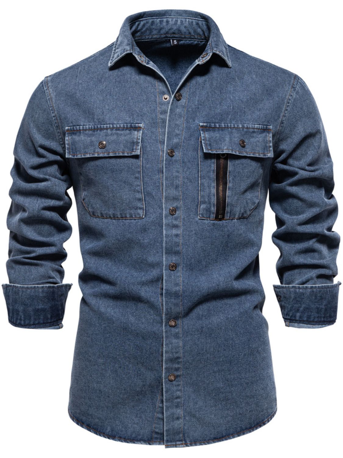 Men's Snap Down Long Sleeve Denim Shirt - Clothes For Her Online Store