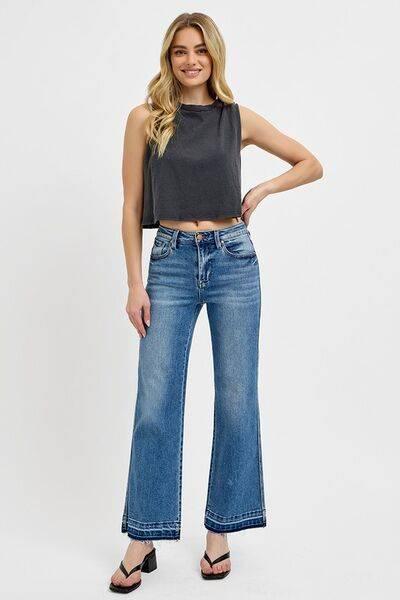 RISEN Full Size Raw Hem Ankle Bootcut Jeans Plus Size - Clothes For Her Online Store