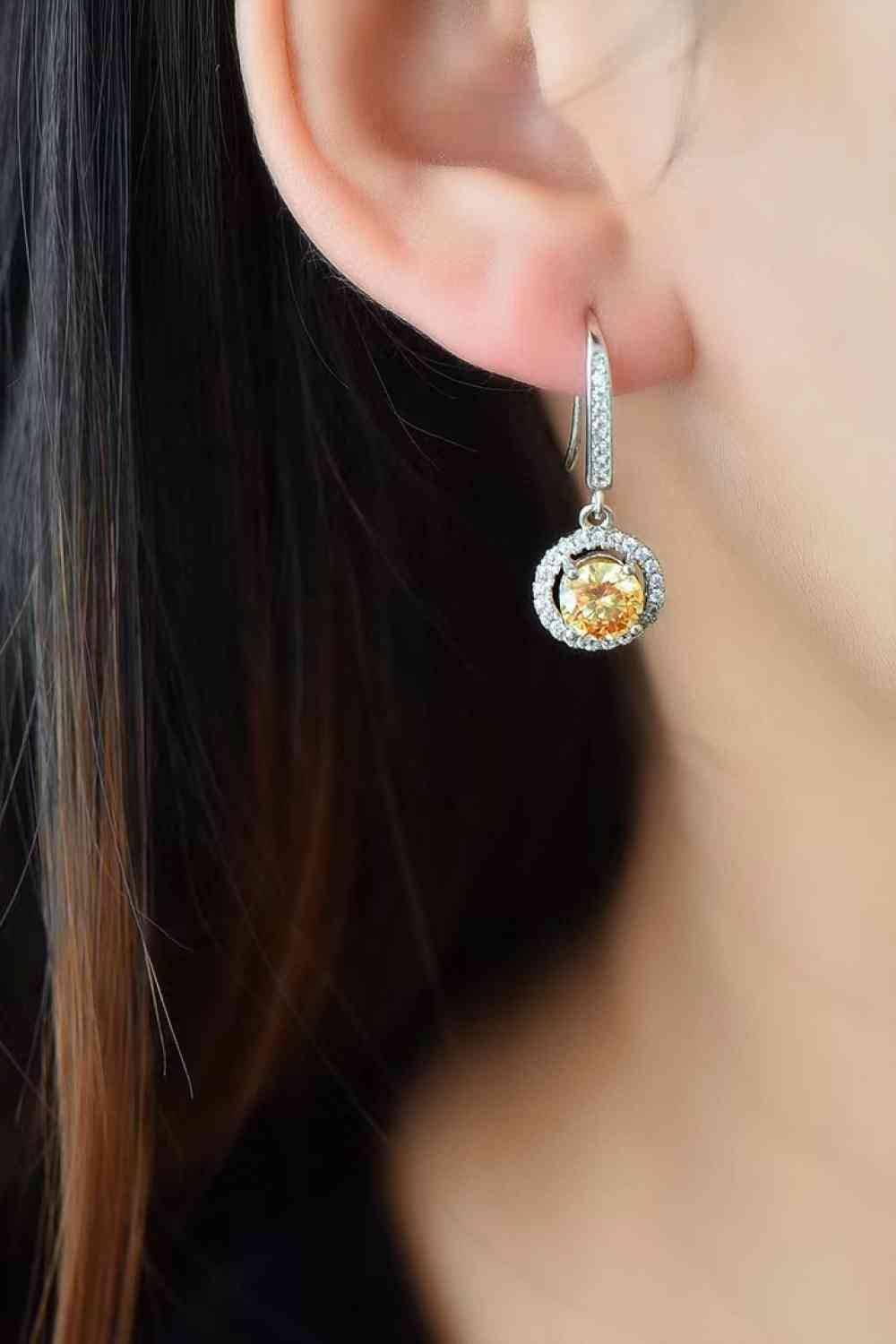 Platinum-Plated 2 Carat Moissanite Drop Earrings - Clothes For Her Online Store