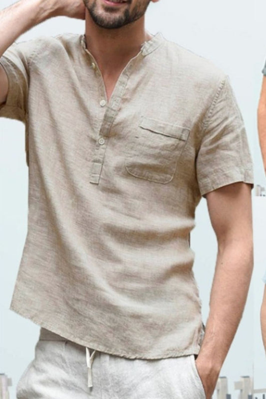 Men's Full Size Half Button Short Sleeve Polo Plus Size - Clothes For Her Online Store