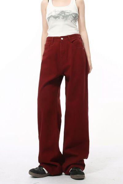 Pocketed Wide Leg Men's Jeans - Clothes For Her Online Store