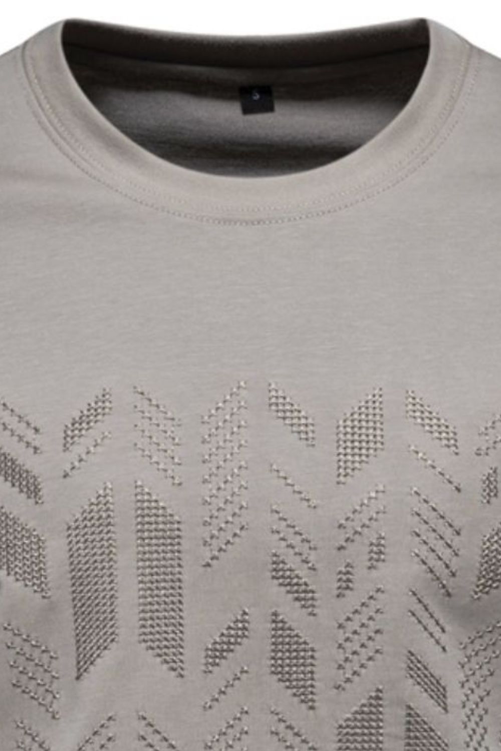 Men's Round Neck Geometric Embroidered T-Shirt