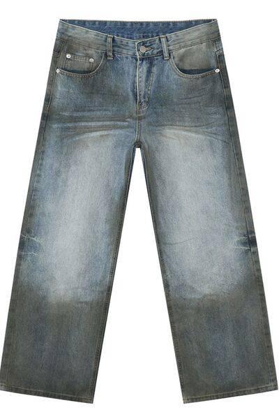 High Waist Baggy Jeans with Pockets