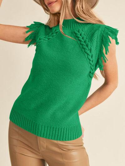 Lovelet Fringe Mock Neck Sweater Vest