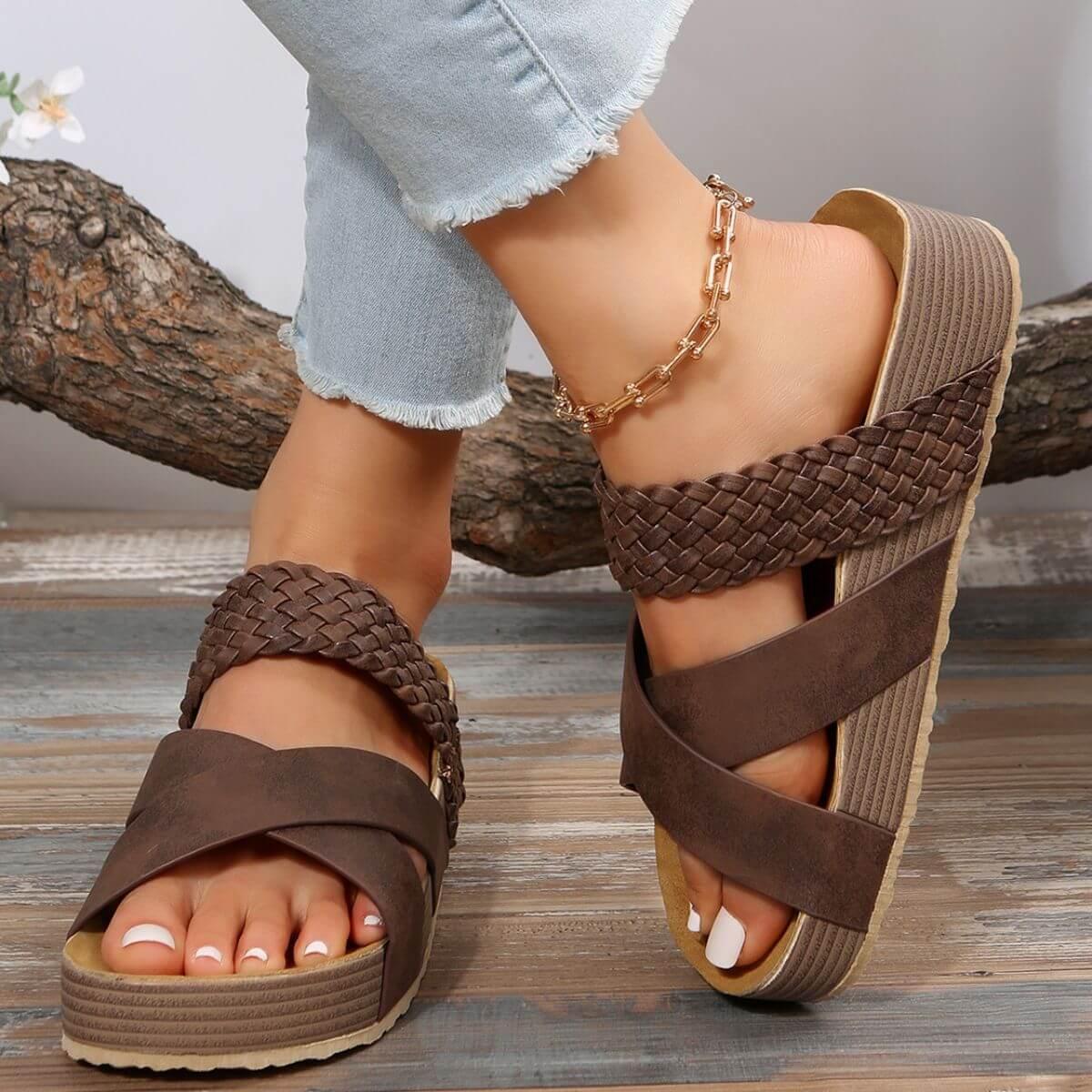 Crisscross Open Toe Platform Sandals