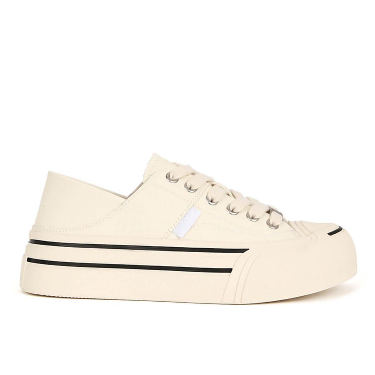 Round Toe Lace Up Platform Canvas Sneakers