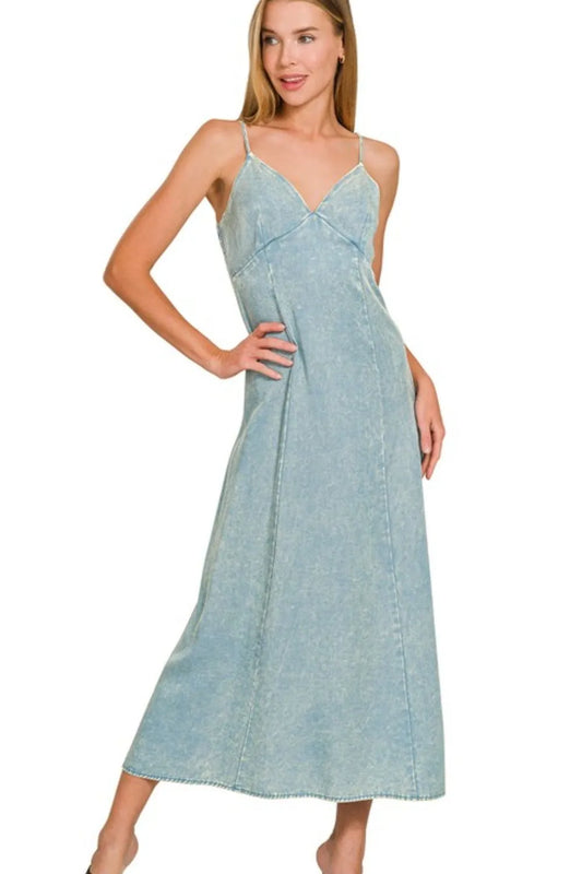 Zenana Tencel Mineral Washed Maxi Dress