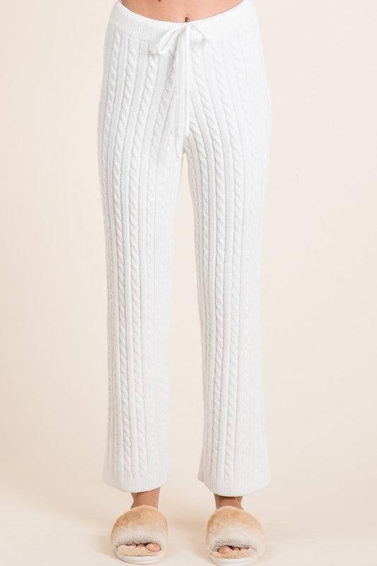 BiBi Cable-Knit High Waist Sweater Pants